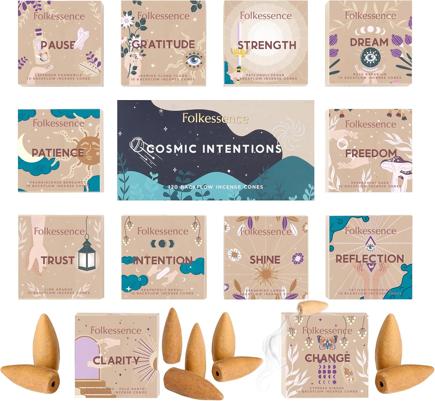 Folkulture Backflow Incense Cones Set of 12