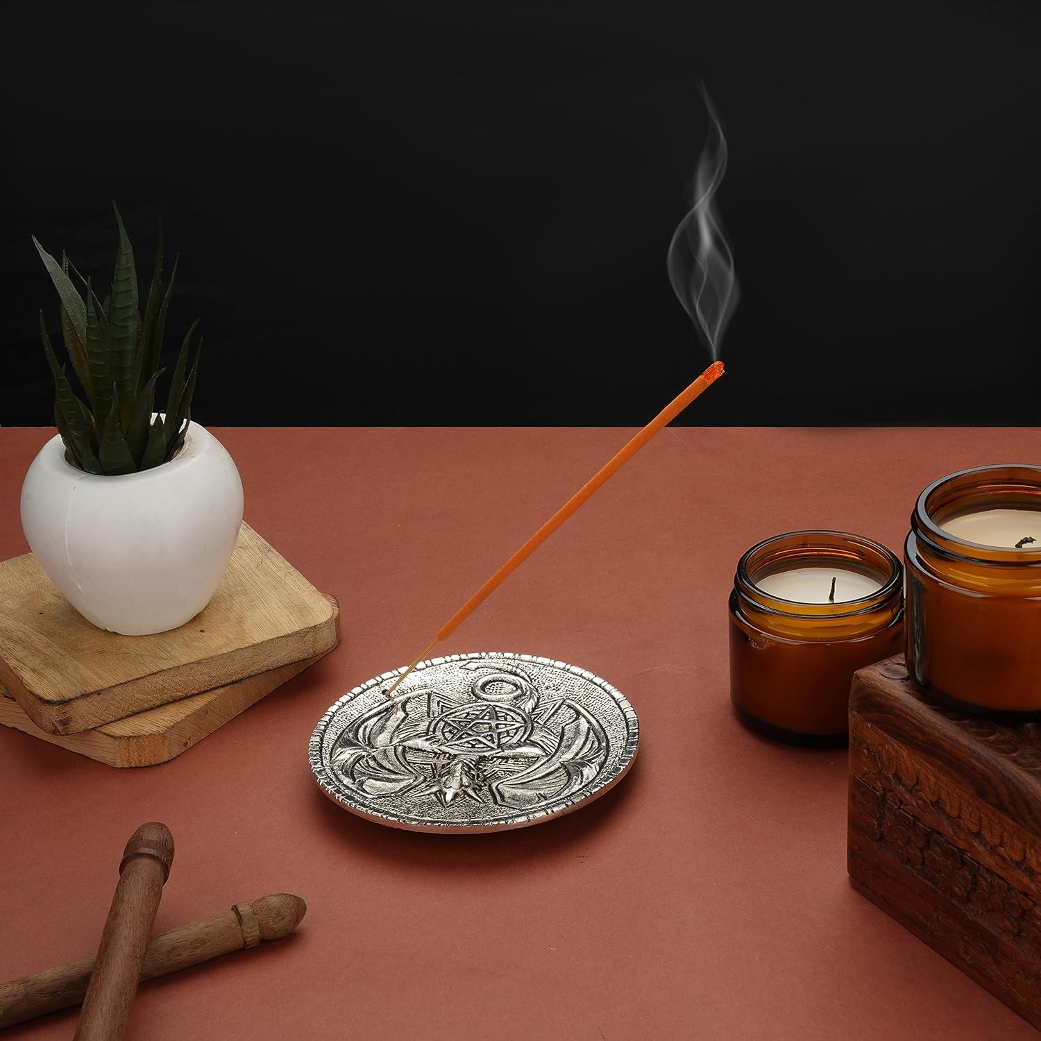 Ajuny Aluminum Round Incense Holder Burner