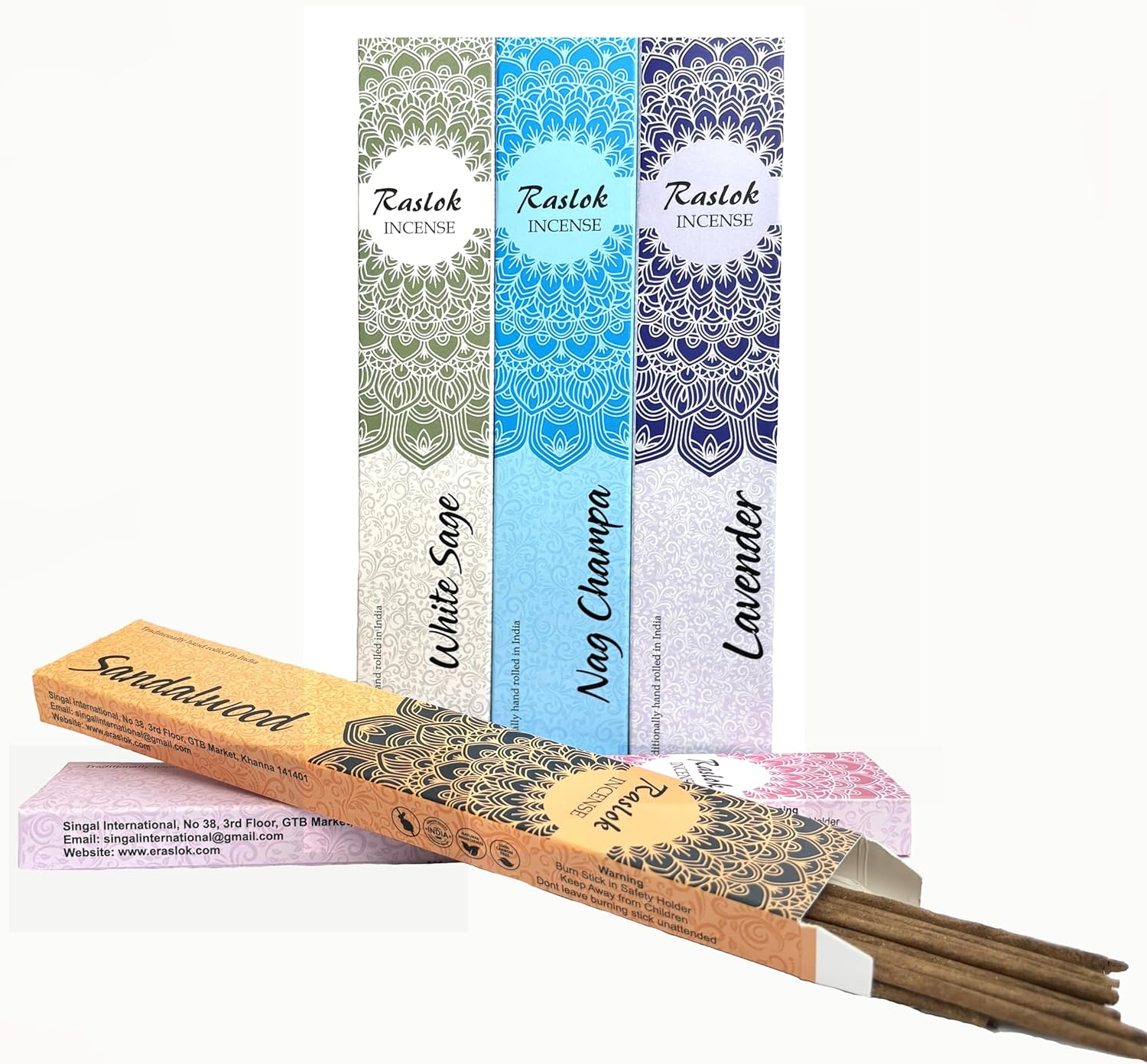 Raslok Natural Incense Sticks Pack of 10 Mixed Scents