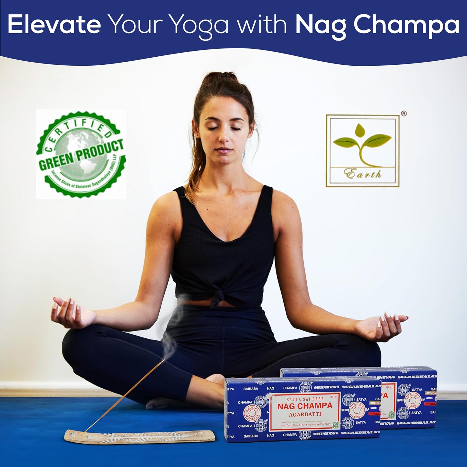 Satya Nagchampa Incense Sticks 250g x 2 Pack with Raajsee Holder