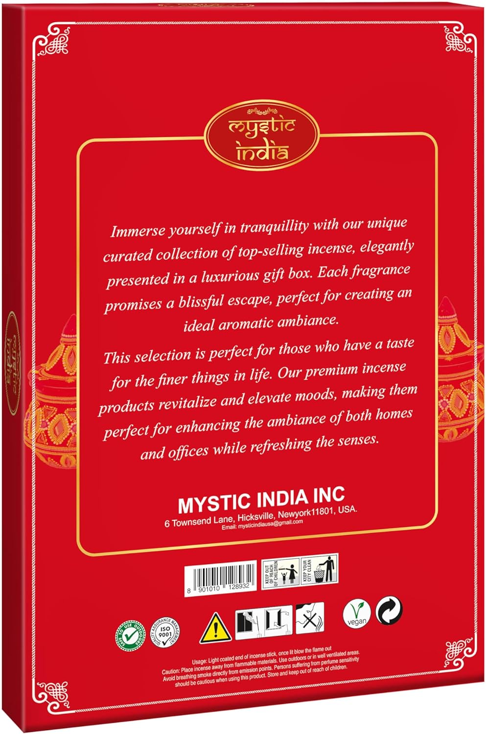 Mystic India Hem Sandalwood Incense 4 Tube Hexa 3 Box Cones
