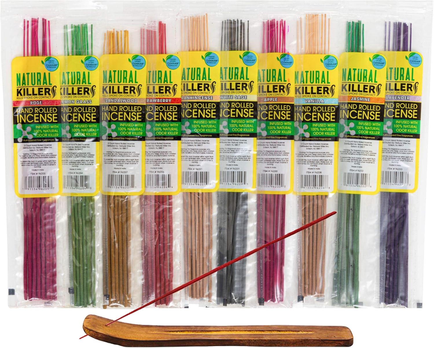 Odor Eliminator Incense Sticks Variety Pack - 120 Natural Aromatic Sticks