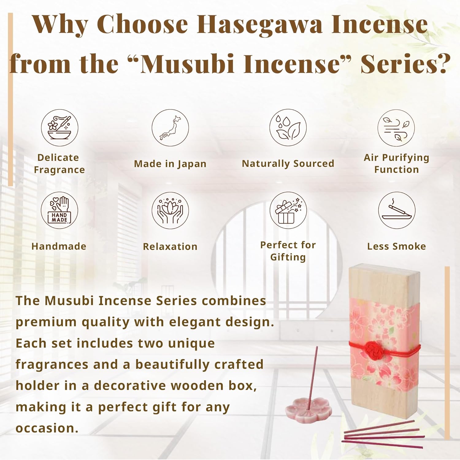 Hasegawa Japanese Sakura Incense Set 2 Varieties 30 Sticks