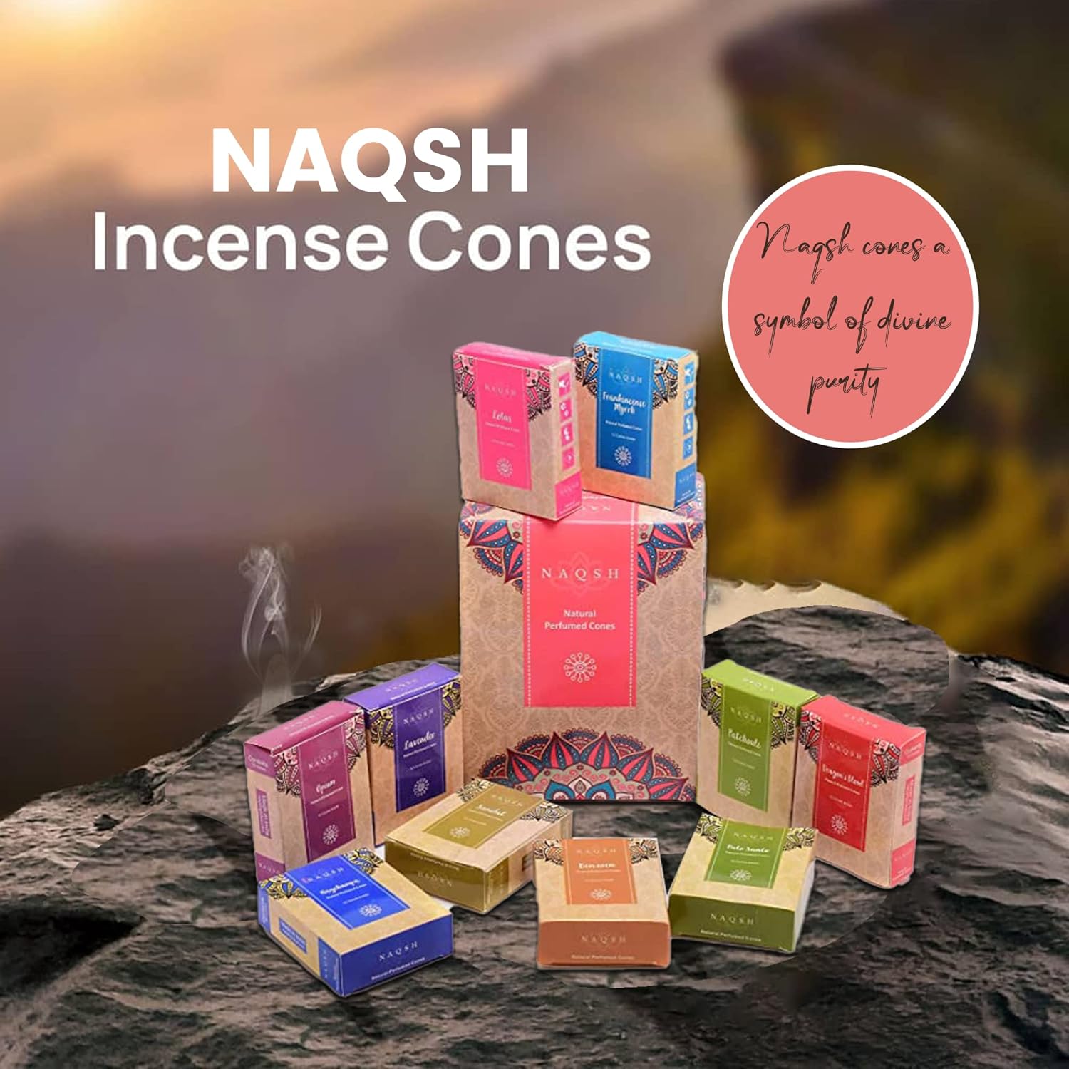 NAQSH Hand Rolled Incense Cones for Meditation and Relaxation