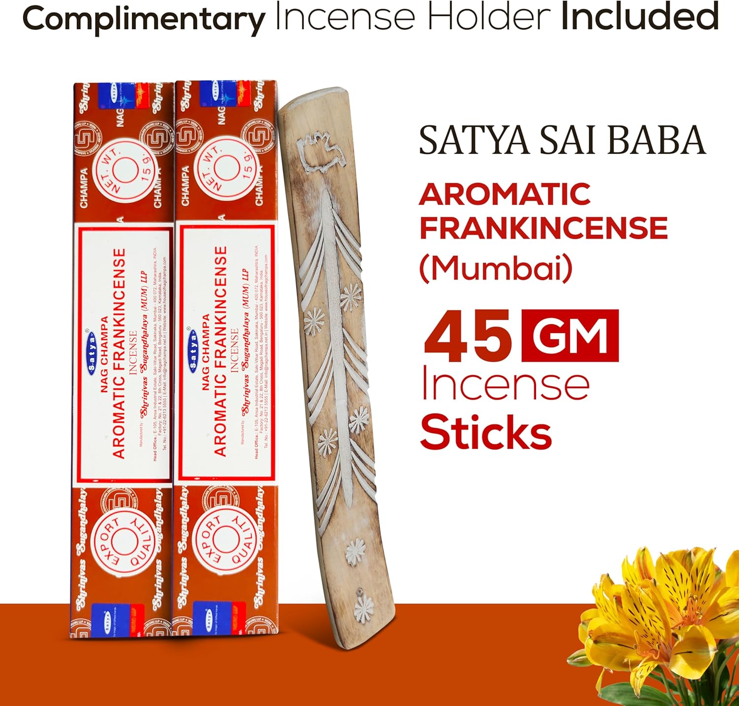 Satya Aromatic Frankincense Incense Sticks 45 gm Pack with Raajsee Holder