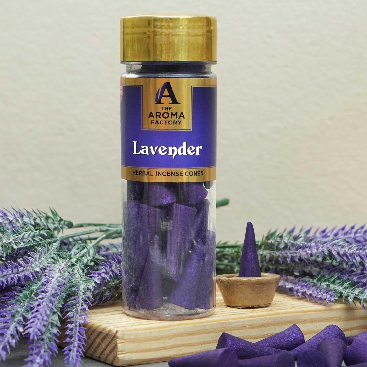 The Aroma Factory Incense Dhoop Cone Lavender 1 Bottle x 30 Cones