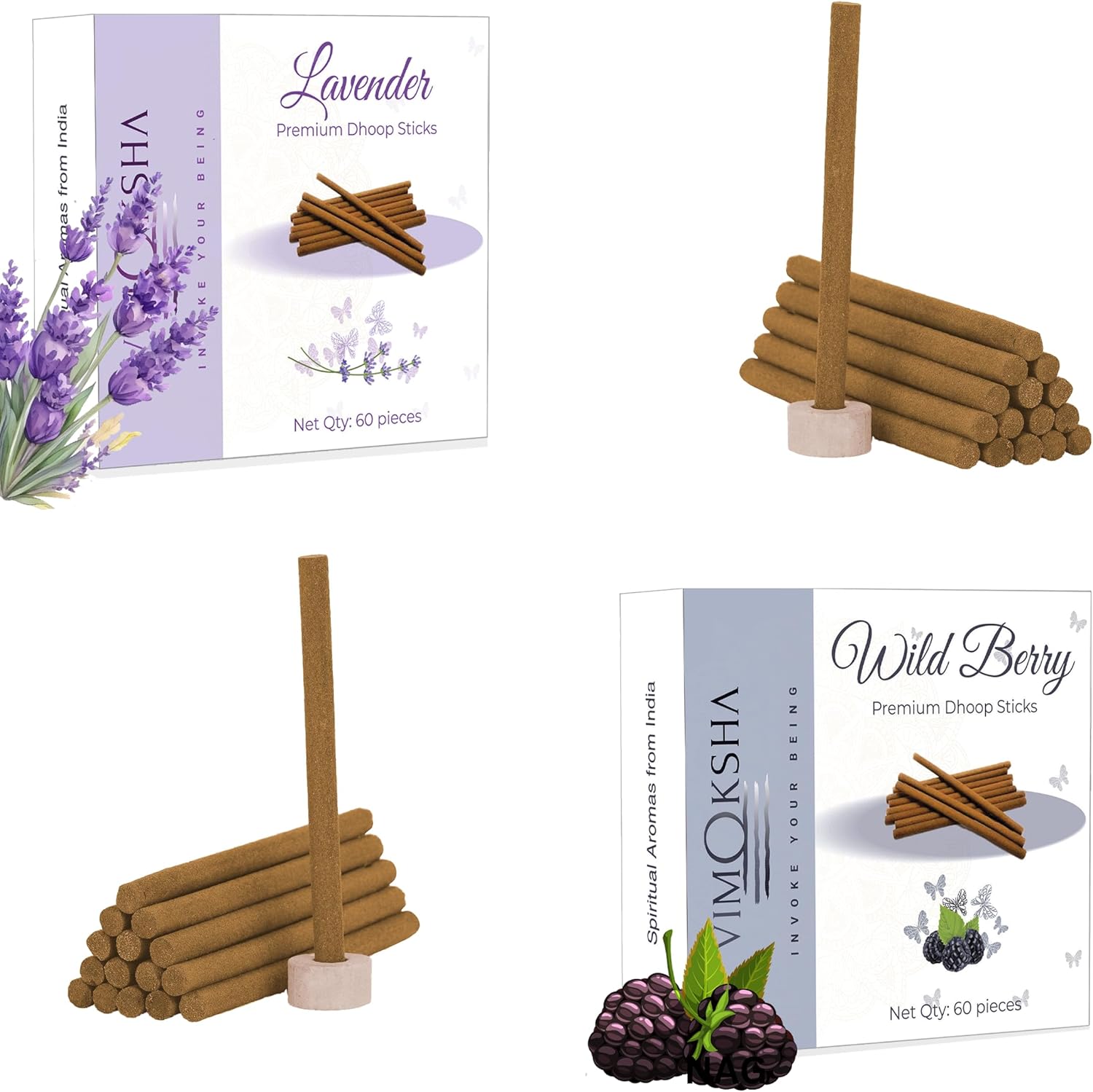 VIMOKSHA Dhoop Incense Stick 100 Pack with Stand