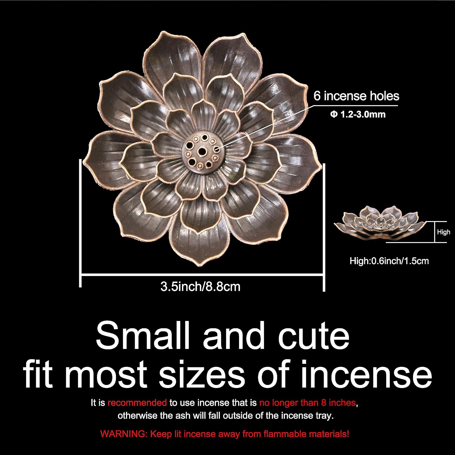 HIPASLO Incense Holder Burner 2 Pack Bronze