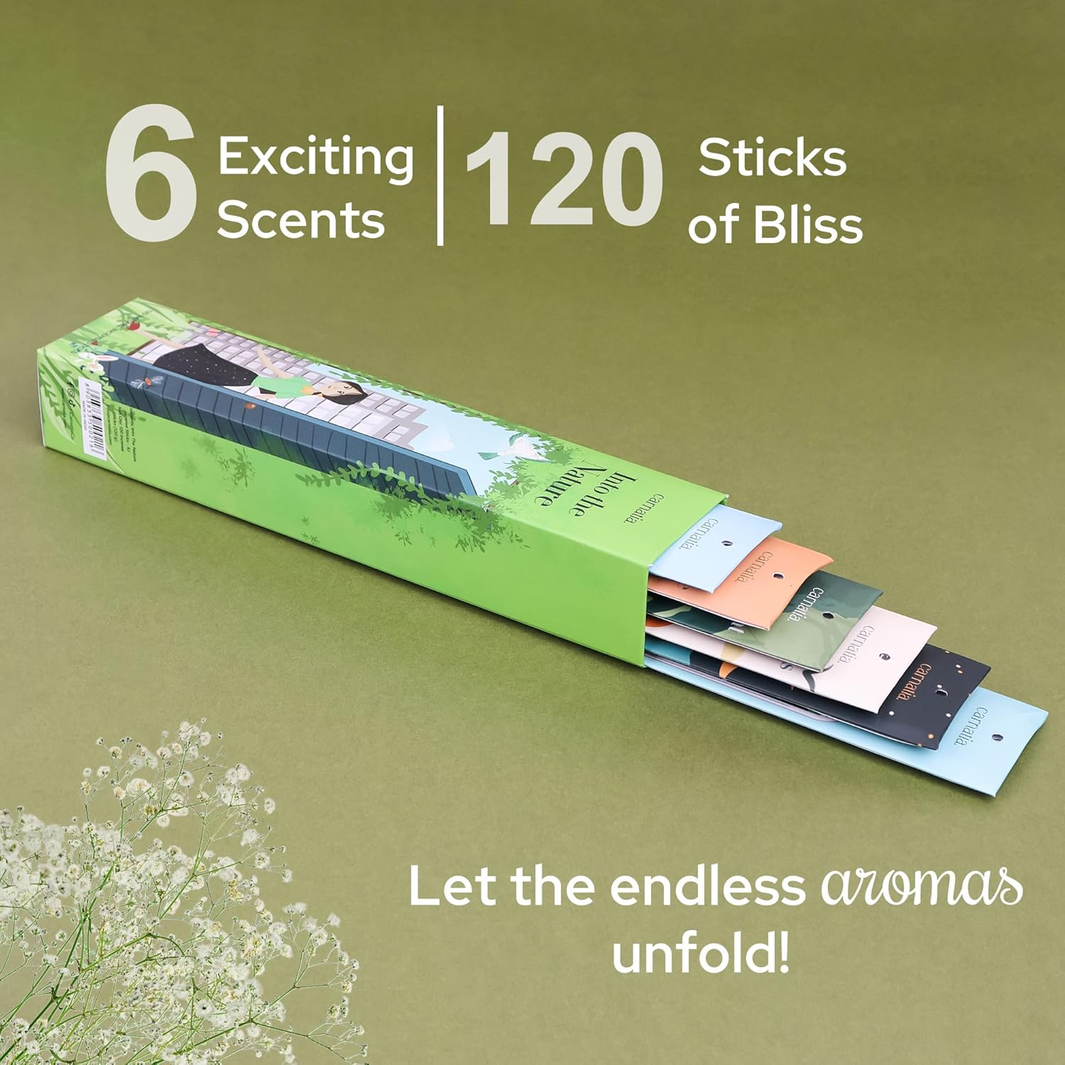 Carnatia Nature Incense Sticks Set of 6 for Stress Relief and Inner Peace