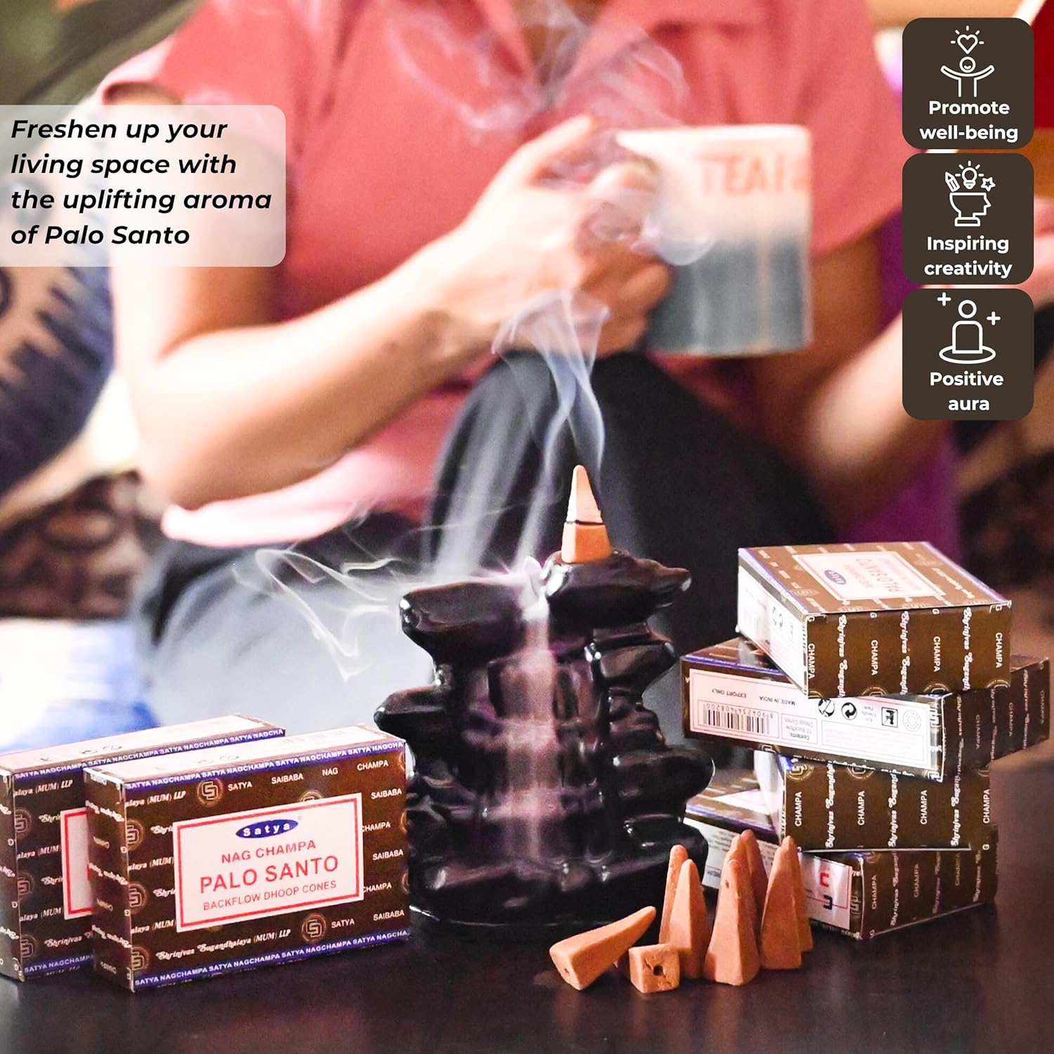 Palo Santo Backflow Incense Cones Pack of 6