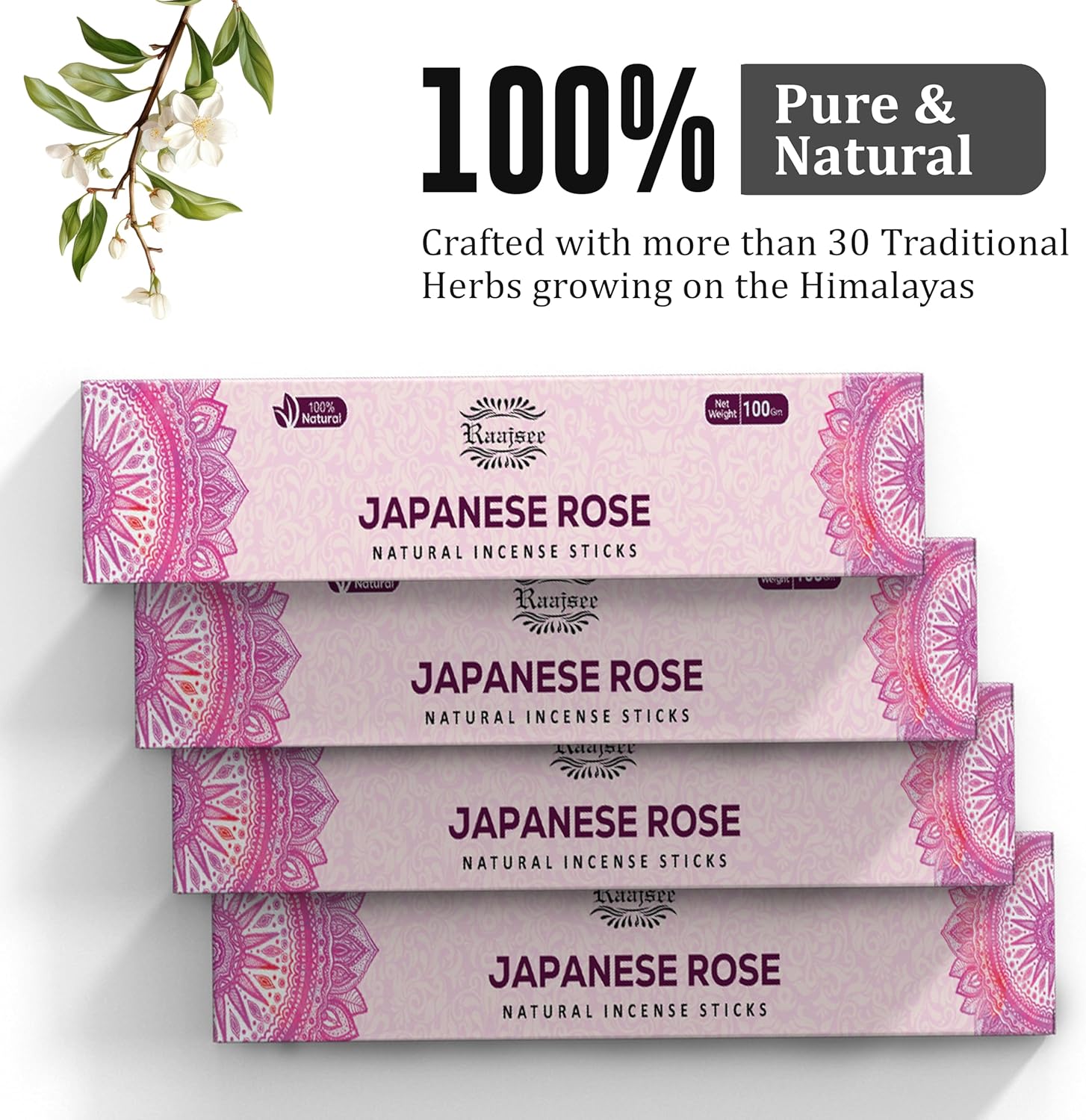 Raajsee Japanese Rose Incense Sticks 180 gm Pack of 12