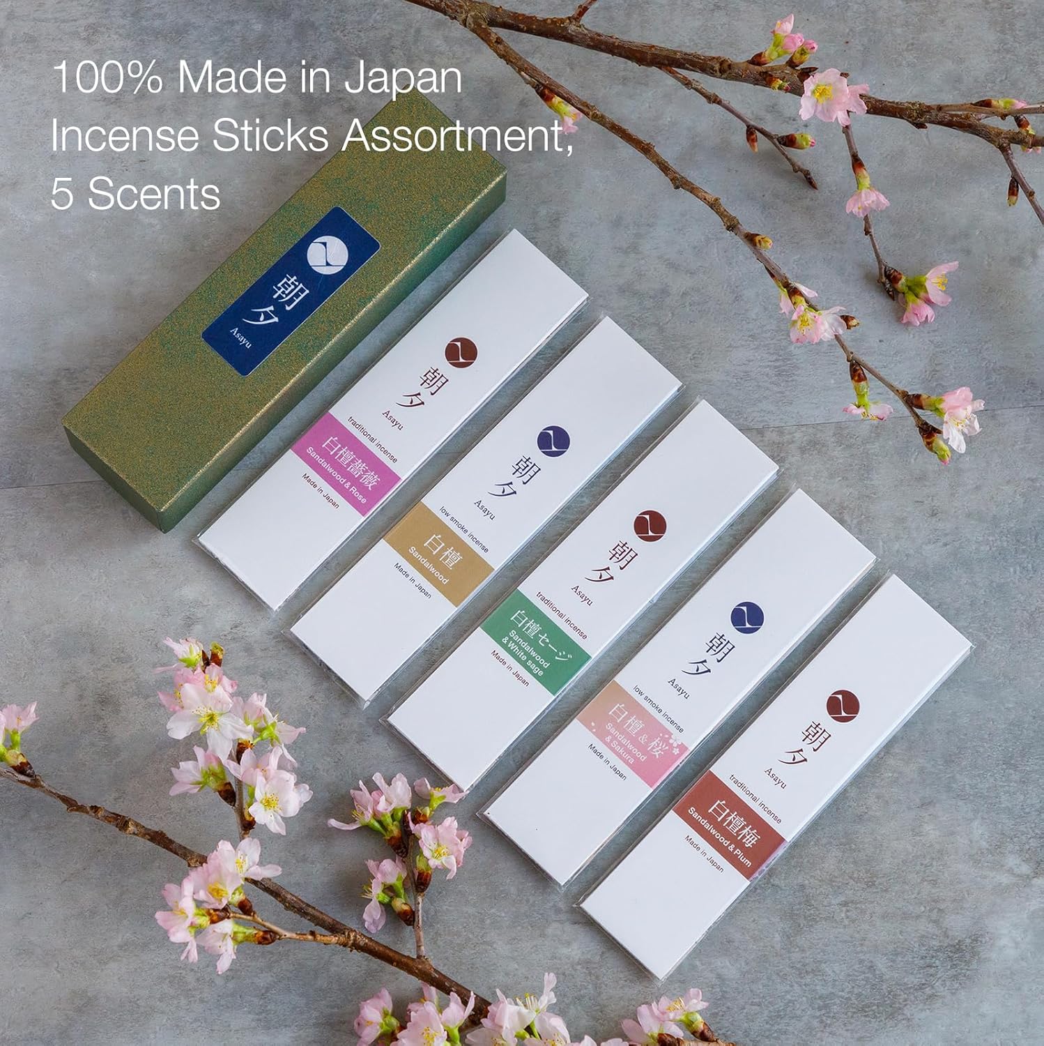 Asayu Japan Incense Sticks Assortment 5 Sandalwood Blends