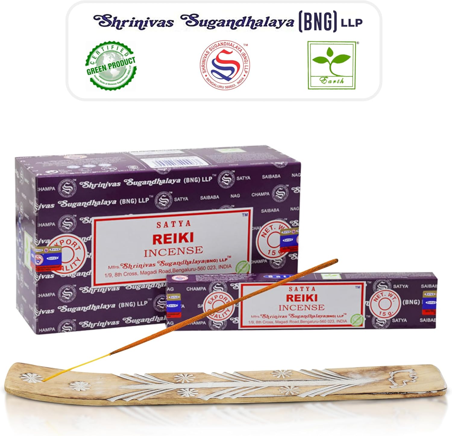 Satya Reiki Incense Sticks 15gmx12 Pack with Raajsee Holder
