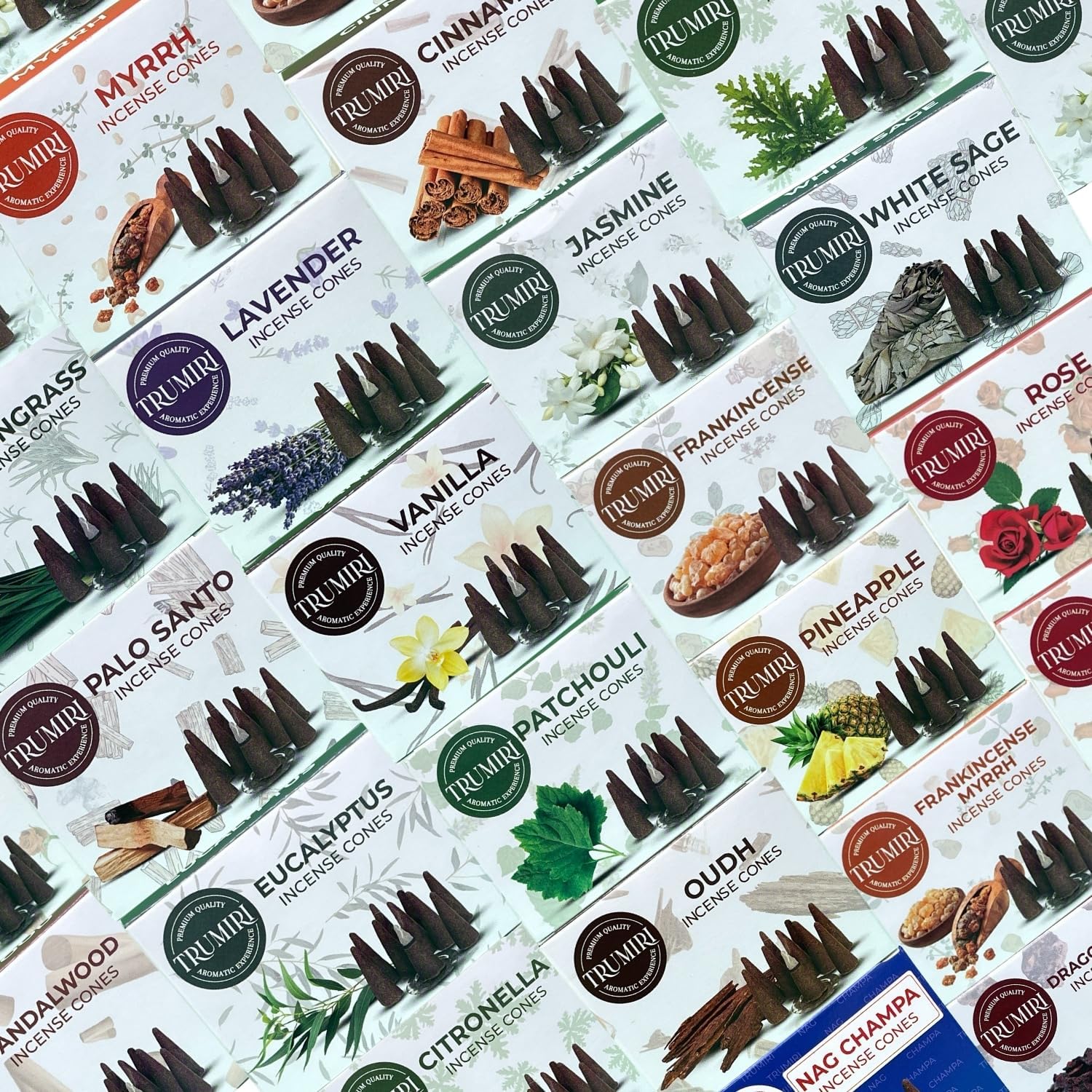 Trumiri Incense Cones 120 Pack with 12 Scents