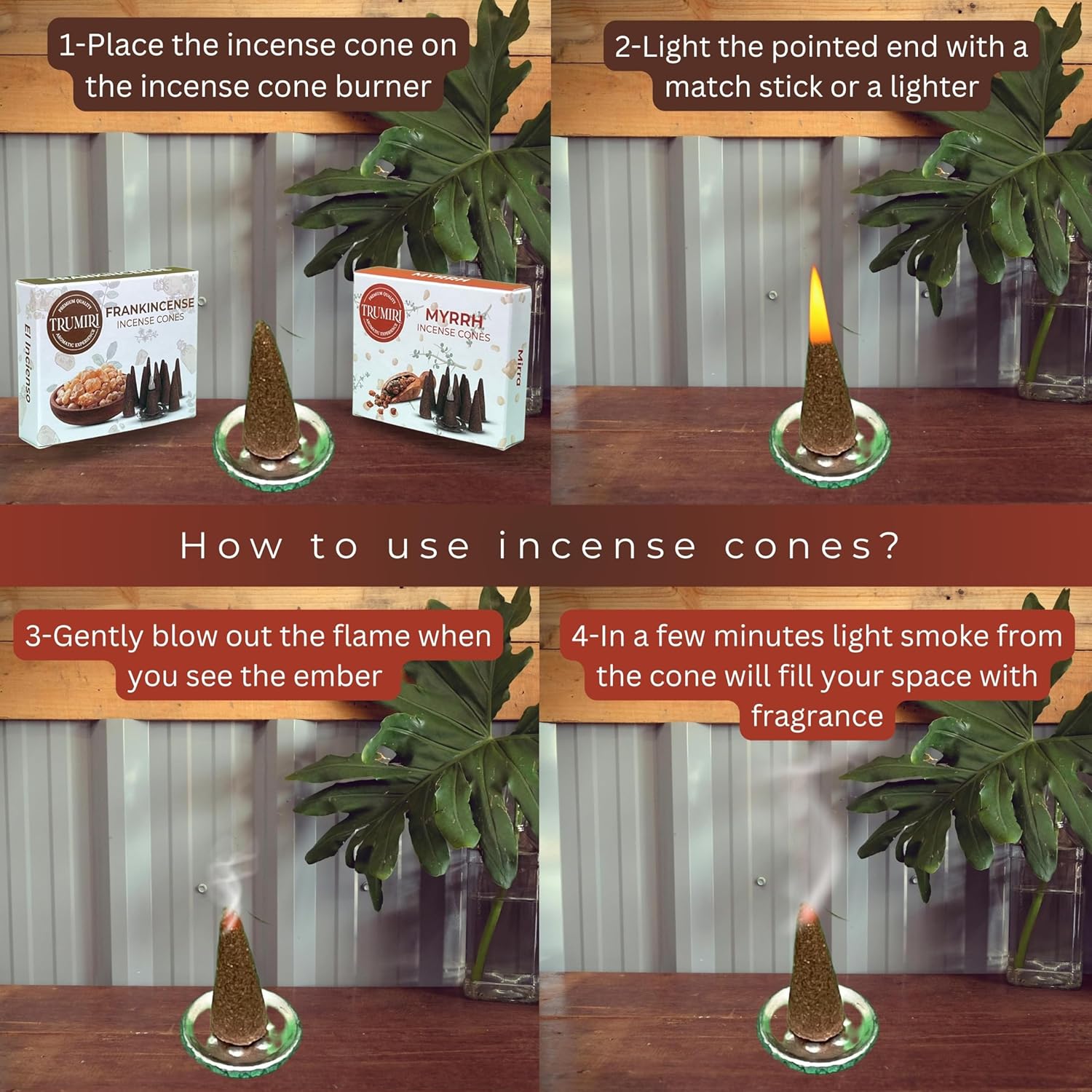 TRUMIRI Incense Cones - 20 Pack 10 Frankincense 10 Myrrh