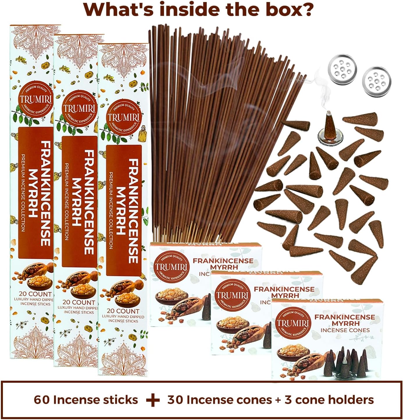 Frankincense Myrrh Incense Sticks and Cones Combo Pack