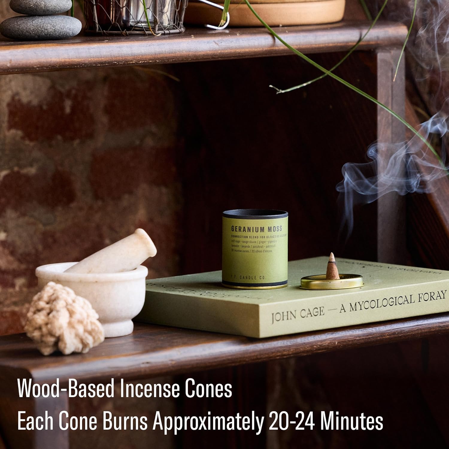 PF Candle Co Geranium Moss Alchemy Scented Hand-Dipped Incense Cones