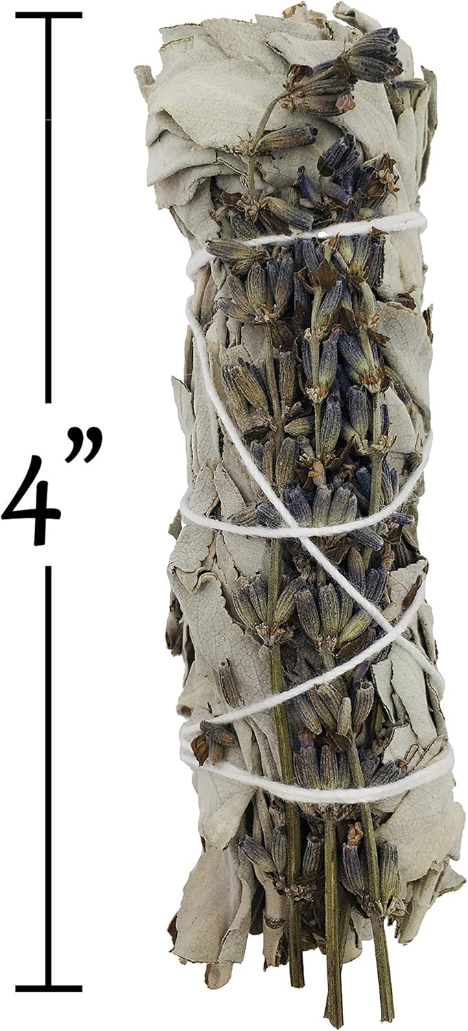 White Sage Smudge Sticks with Dried Lavender Buds - Pack of 3