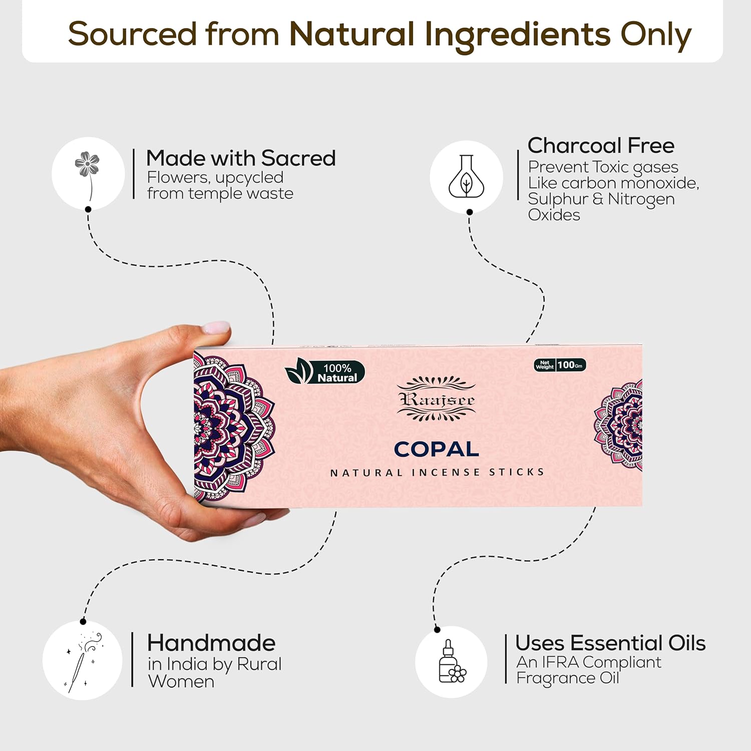 100 Natural Copal Incense Sticks 100 gm Pack