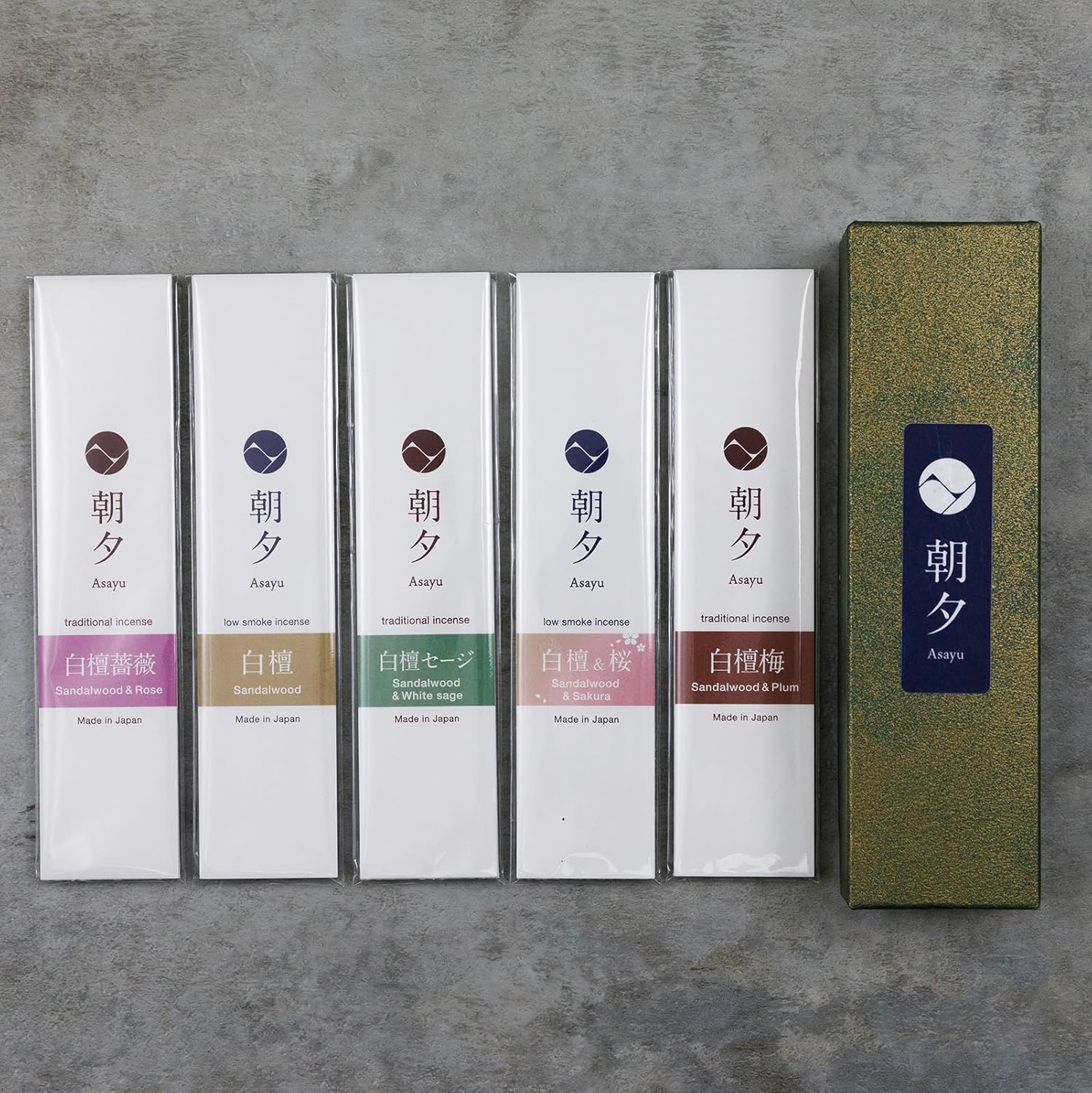 Asayu Japan Incense Sticks Assortment 5 Sandalwood Blends