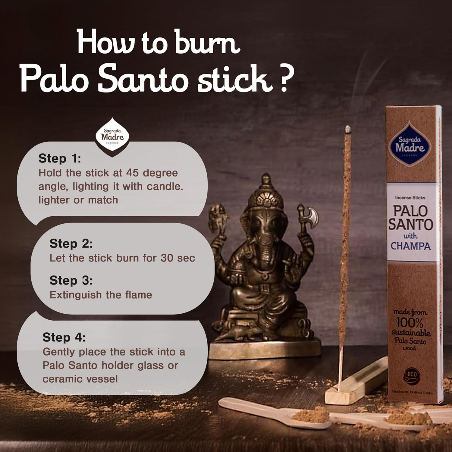 Sagrada Madre 8pcs Wild Harvested Palo Santo Incense Sticks 9 Long