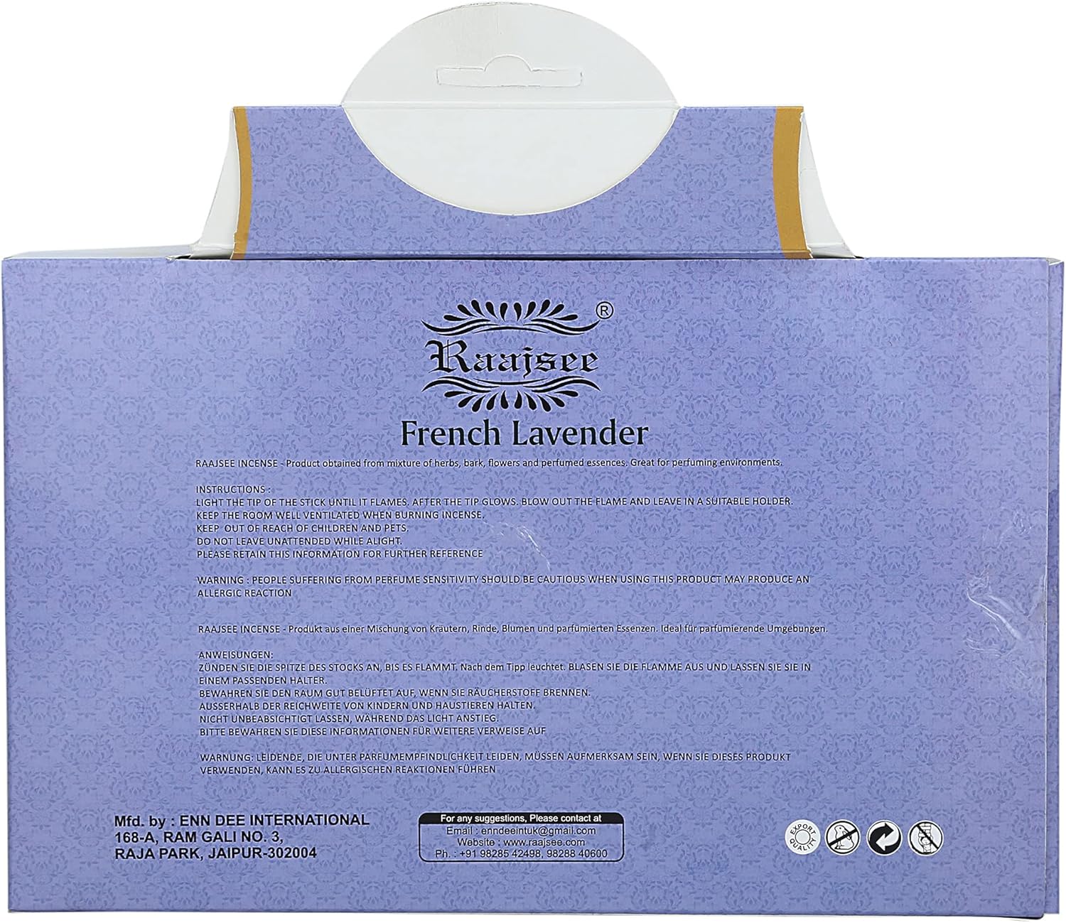 Raajsee Lavender Incense Sticks 15 Sticks x 5 Pack