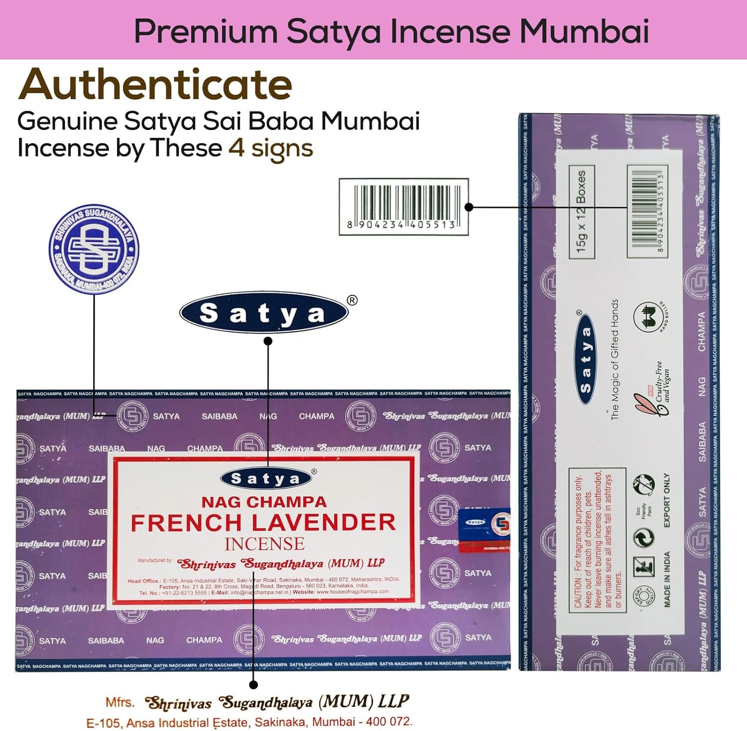 Satya French Lavender Incense Sticks 180 gm Bundle