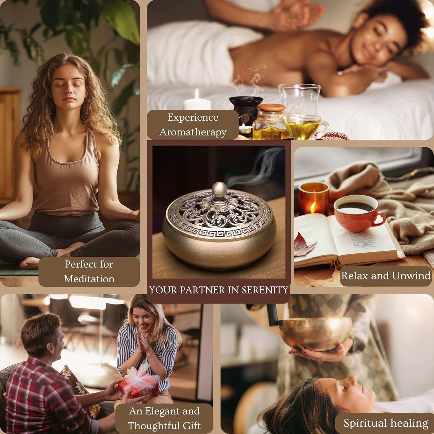 Copper Incense Burner with 16Pcs Tool Kit for Incense Making - Perfect for Yoga Meditation