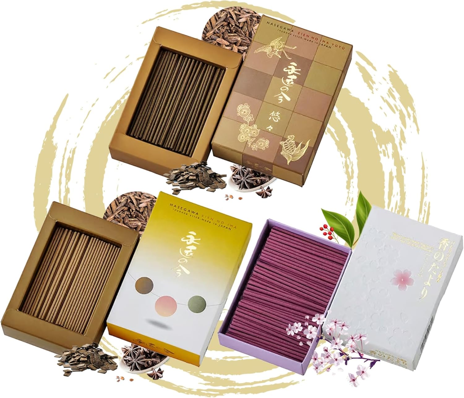 Hasegawa Original Japanese Low Smoke Incense 3 Variety Pack