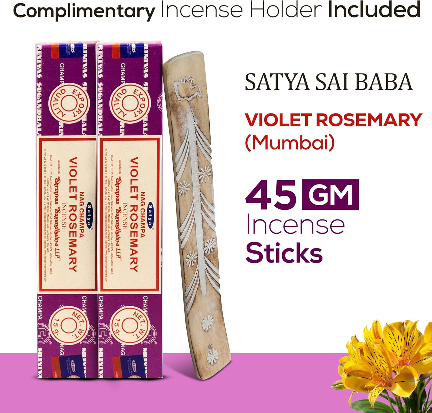 Satya Sai Baba Incense Sticks - 45g Pack with Holder