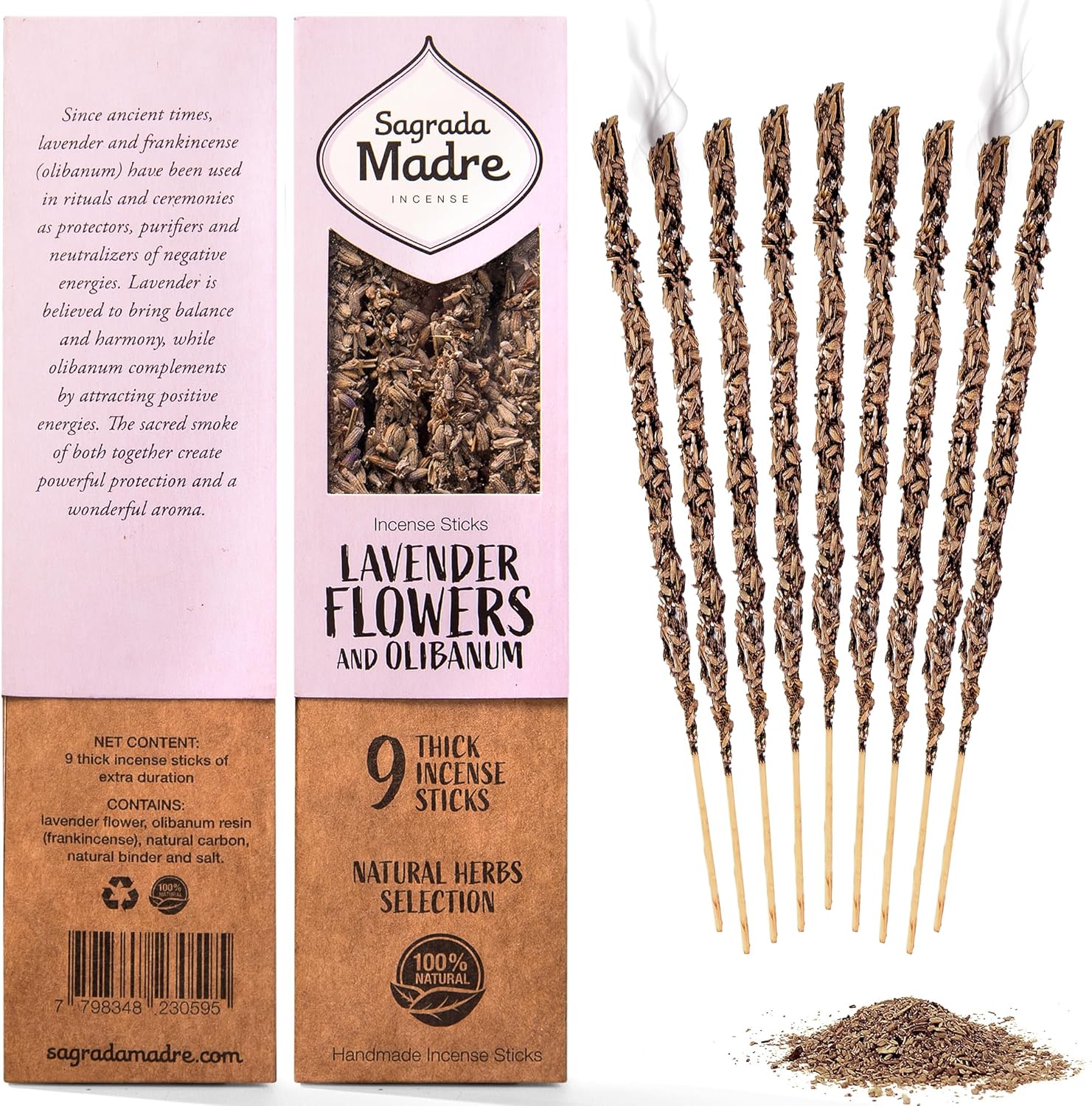 Sagrada Madre 9 pcs Natural Lavender Olibanum Incense Sticks