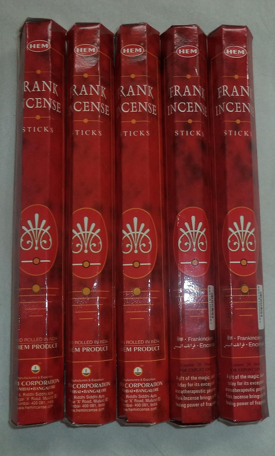 HEM Frankincense 100 Incense Sticks 5 Packs
