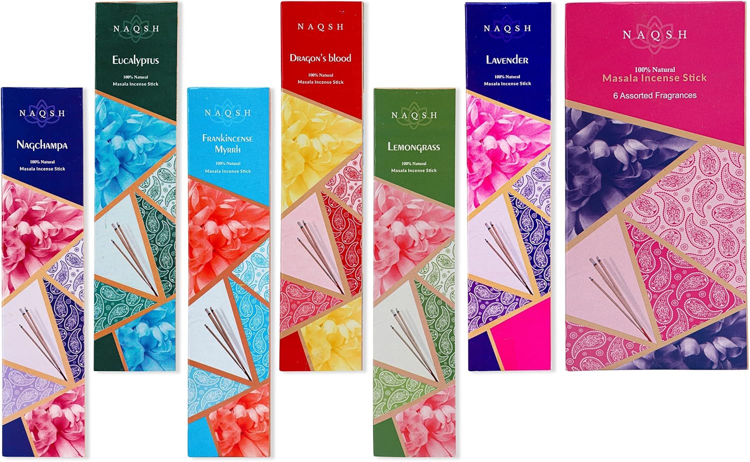 Naqsh Premium Hand-Rolled Incense Sticks Assorted 6 Pack
