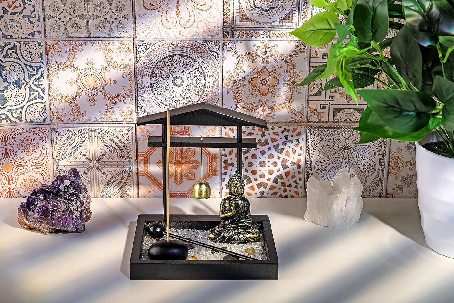 Jovivi Zen Garden Set with Buddha Statue and Incense Holder