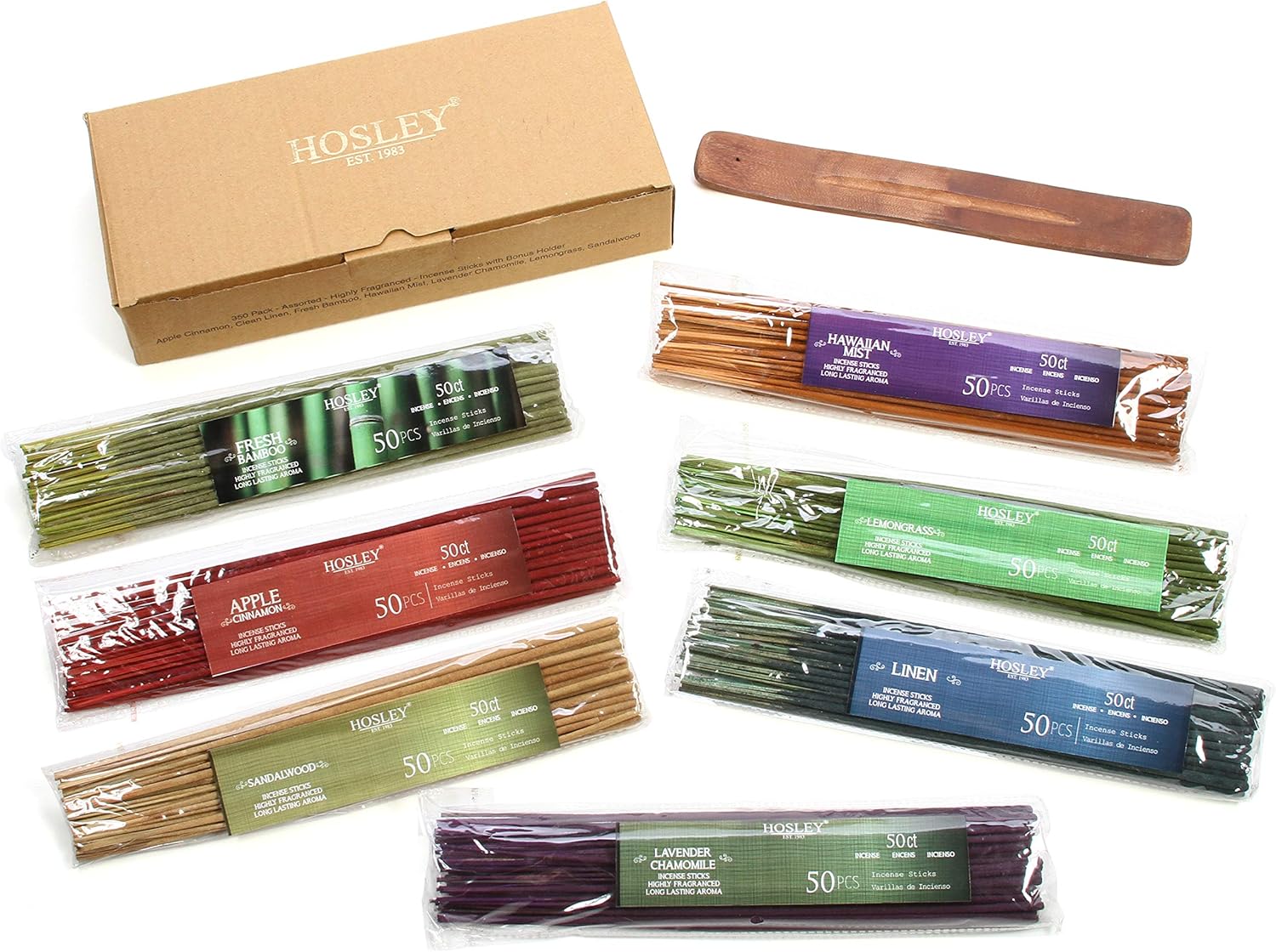 Hosley Assorted 350 Pack Incense Sticks for Meditation and Aromatherapy