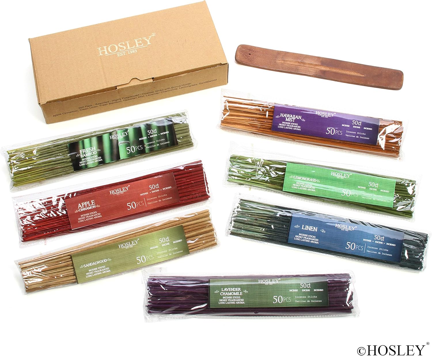 Hosley Assorted 350 Pack Incense Sticks for Meditation and Aromatherapy