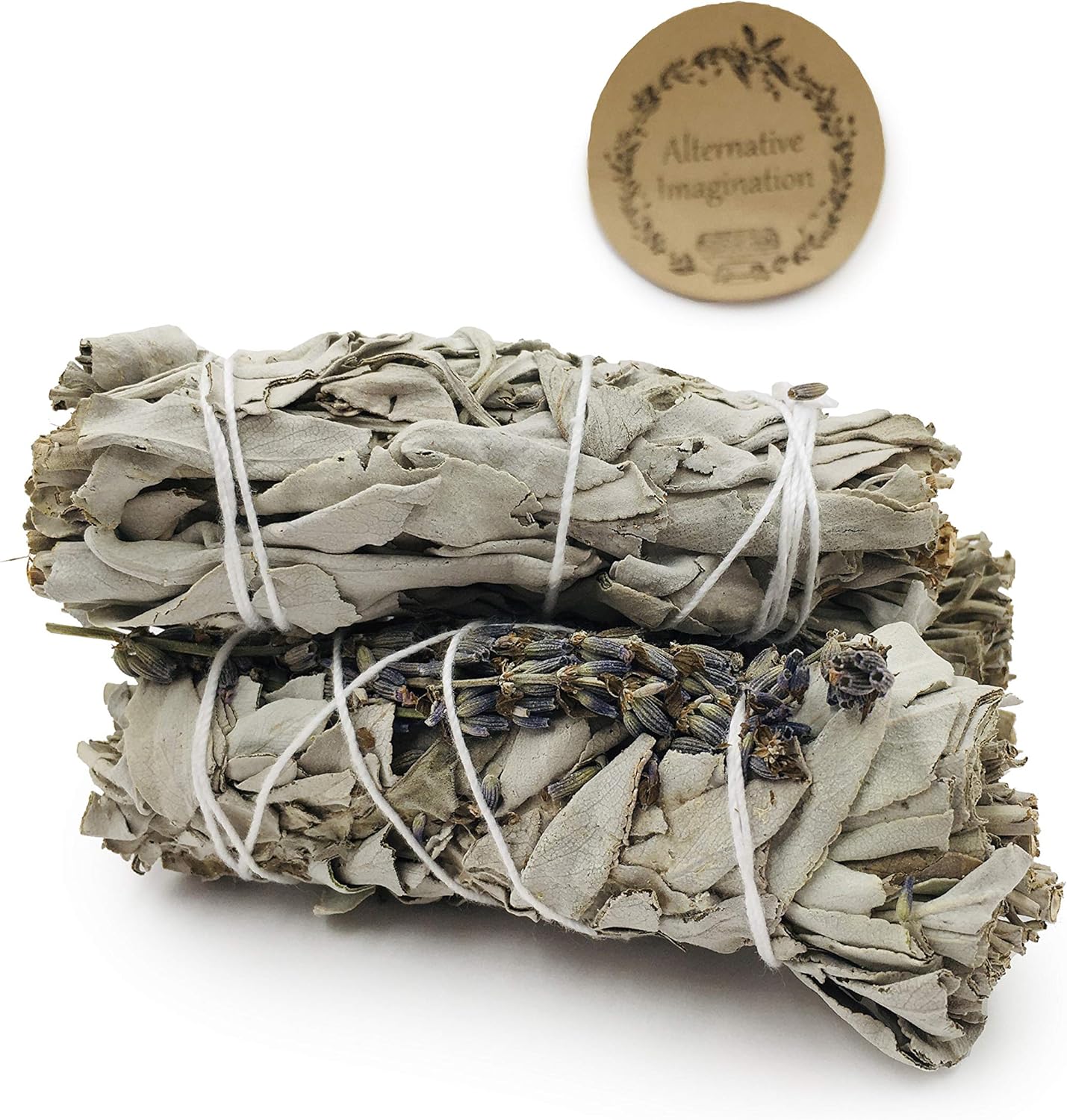White Sage Smudge Sticks with Dried Lavender Buds - Pack of 3
