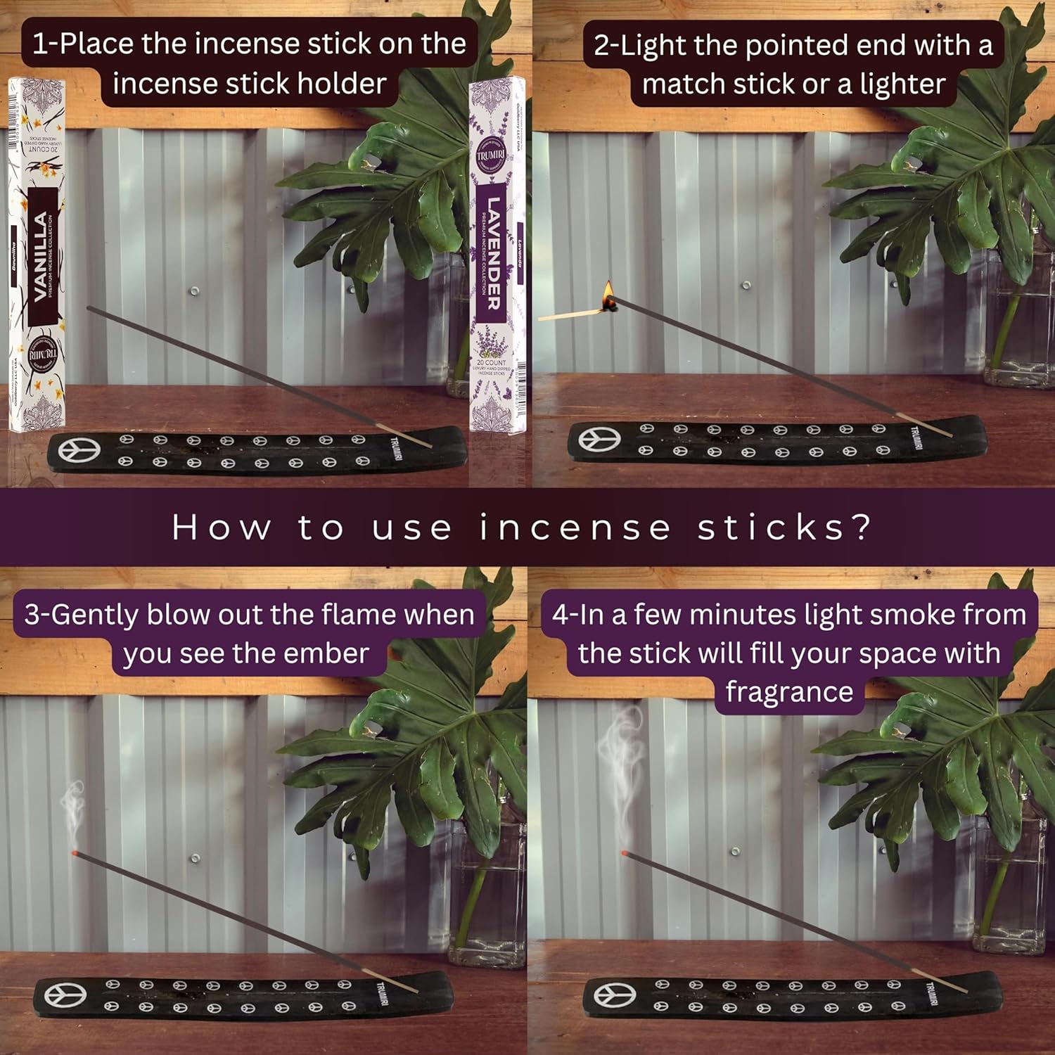 Trumiri Organic Incense Sticks - 40 Pack 20 Vanilla 20 Lavender