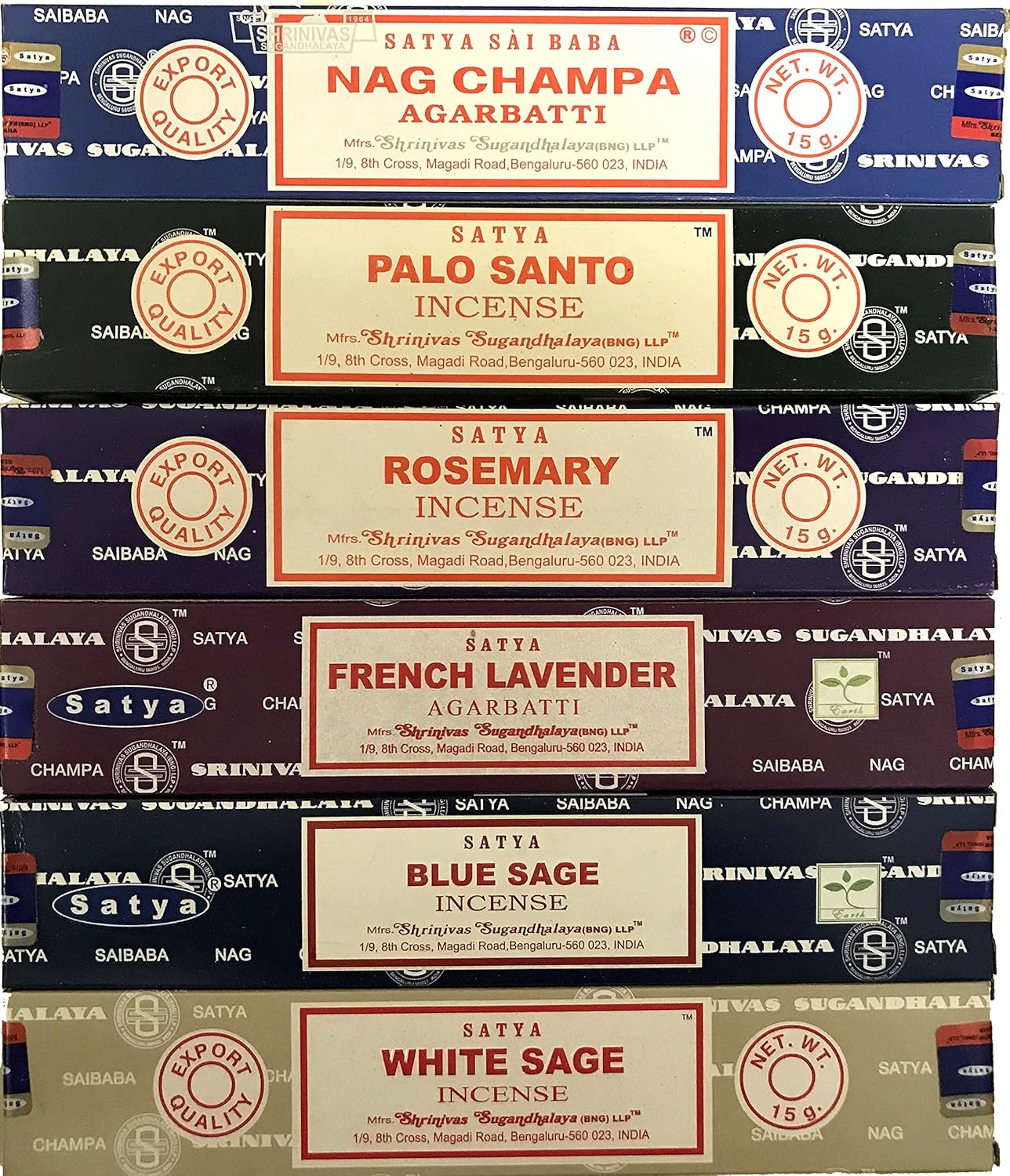 Satya Nag Champa Incense Stick Pack - 6 Different Scents