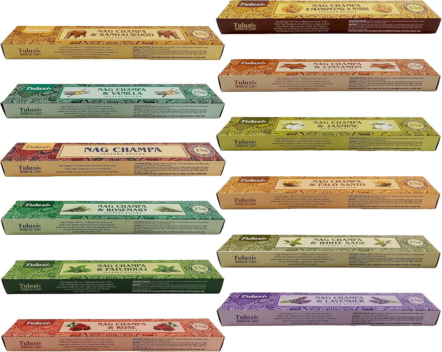 Tulasi Assorted Incense Sticks Set of 12 Scents