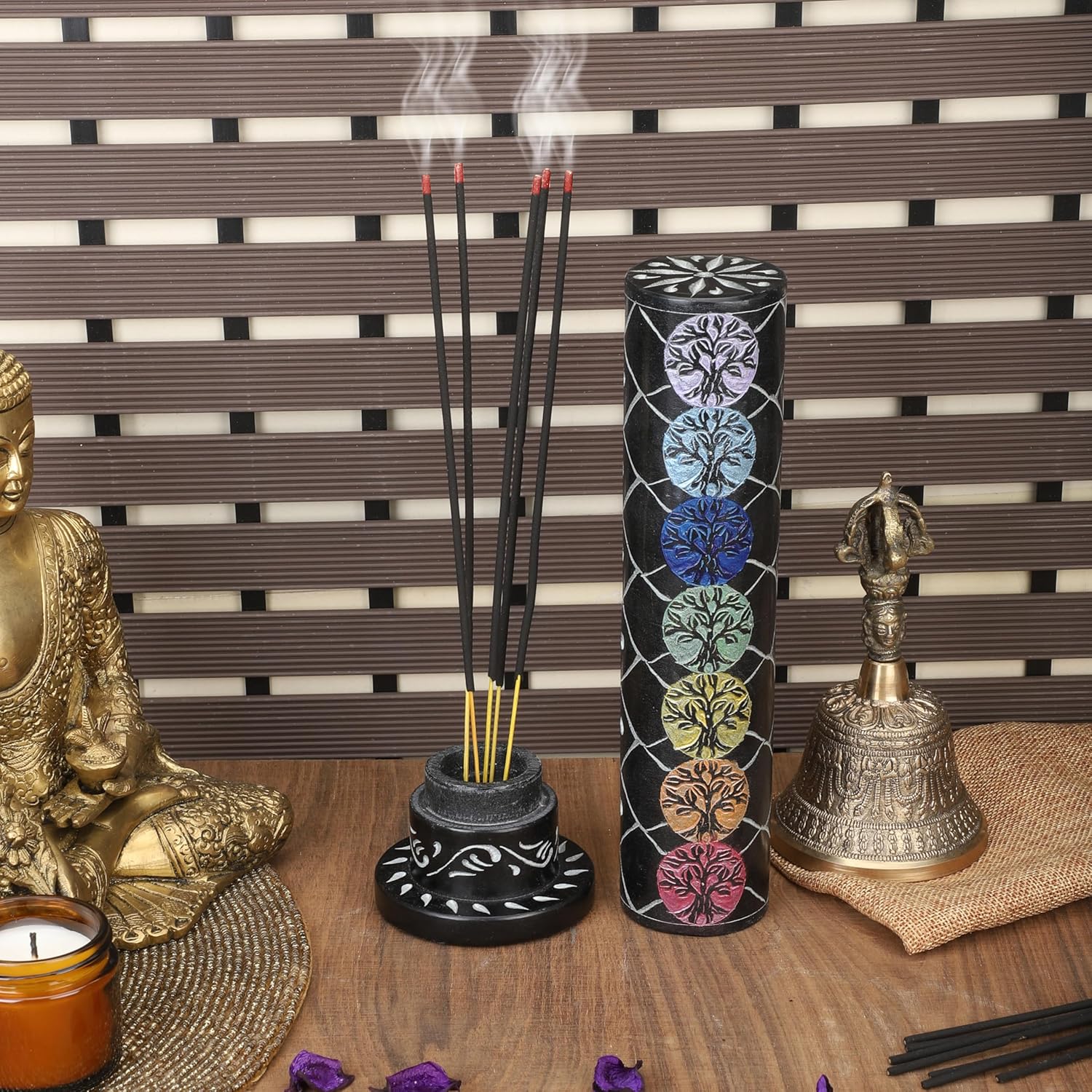 Ajuny Incense Holder Tree of Life Black Marble 105 Inch