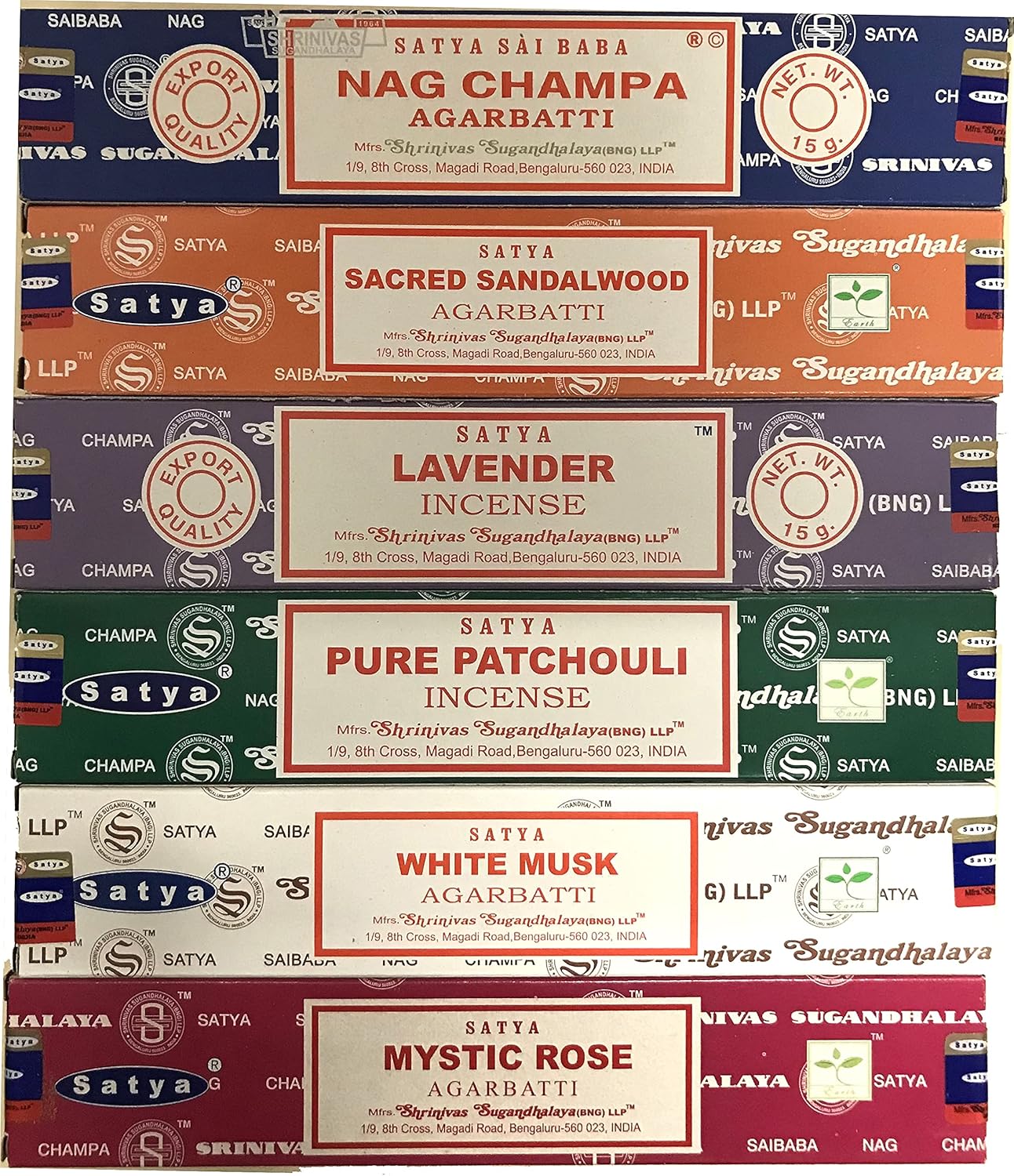 Satya Nag Champa Incense Stick Set of 6 Aromas