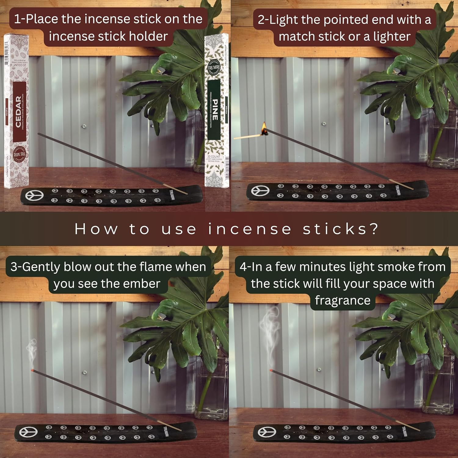 Trumiri Organic Incense Sticks - 40 Pack 20 Cedar 20 Pine