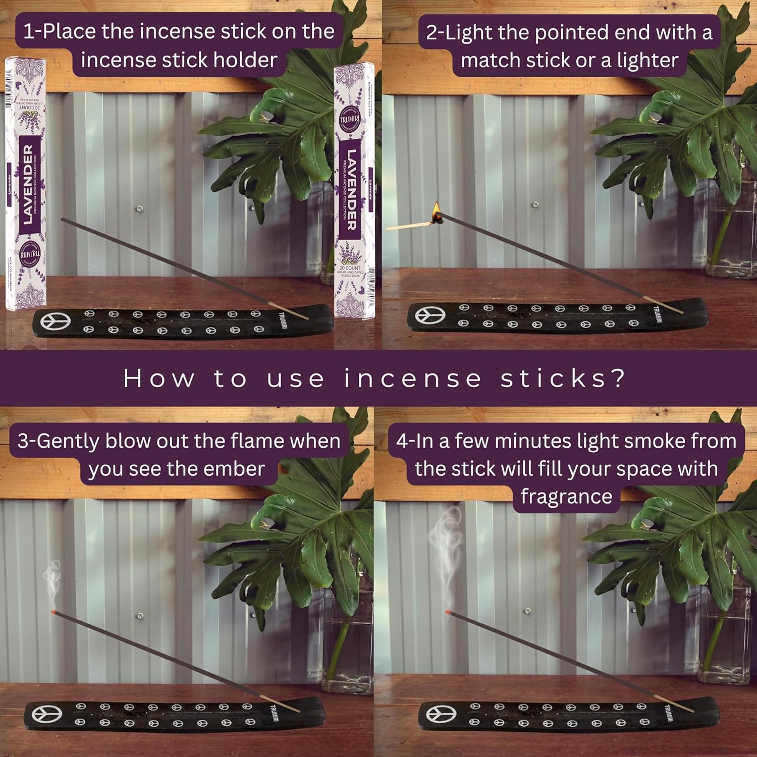 TRUMIRI Organic Lavender Incense Sticks - 40 Total - Dual Pack