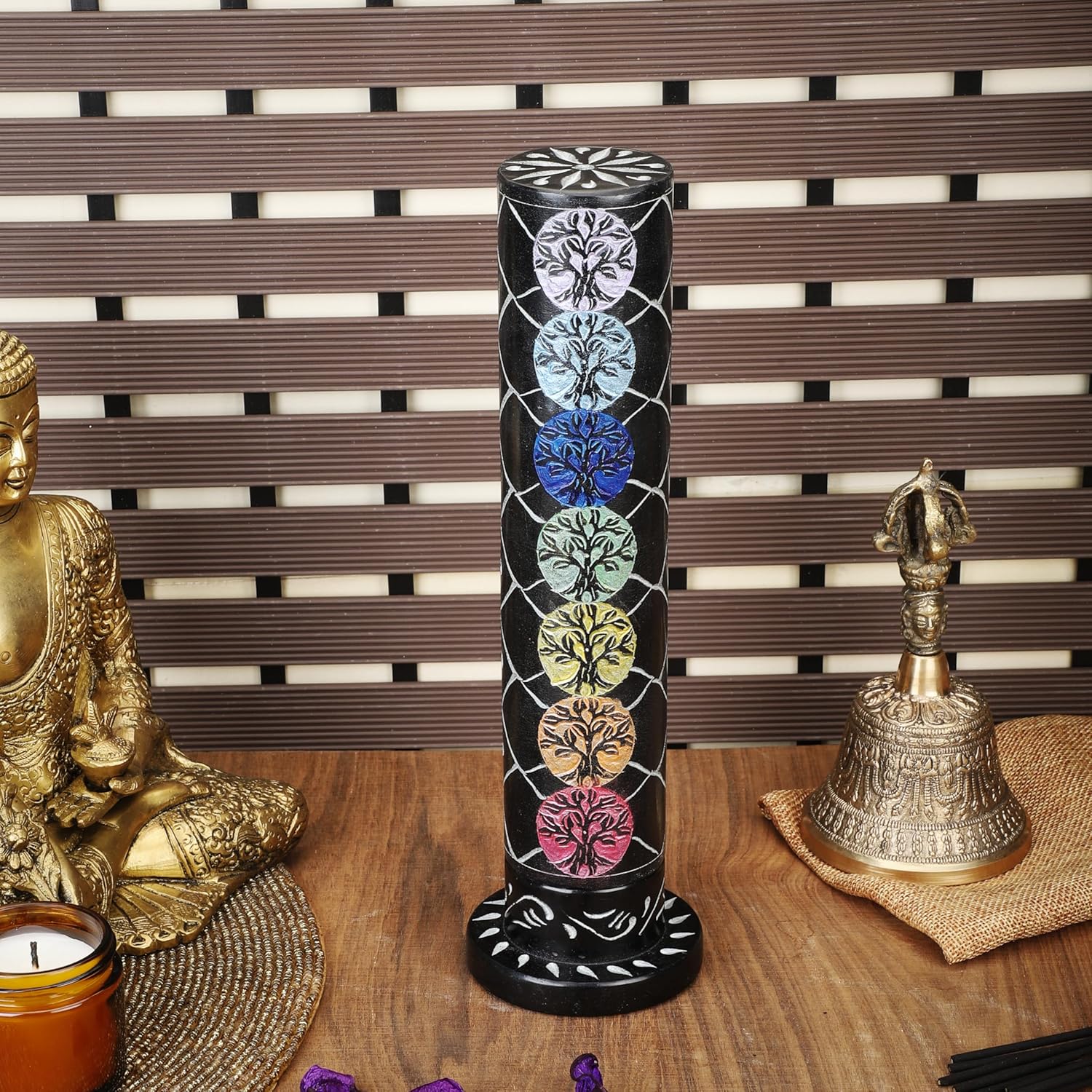 Ajuny Incense Holder Tree of Life Black Marble 105 Inch