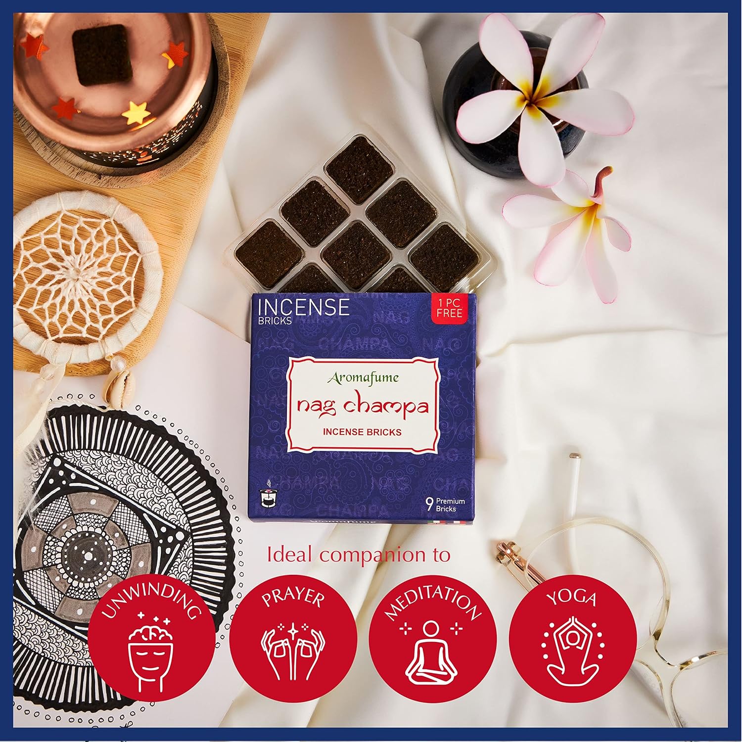 Aromafume Nag Champa Incense Bricks Refill Pack 3x9