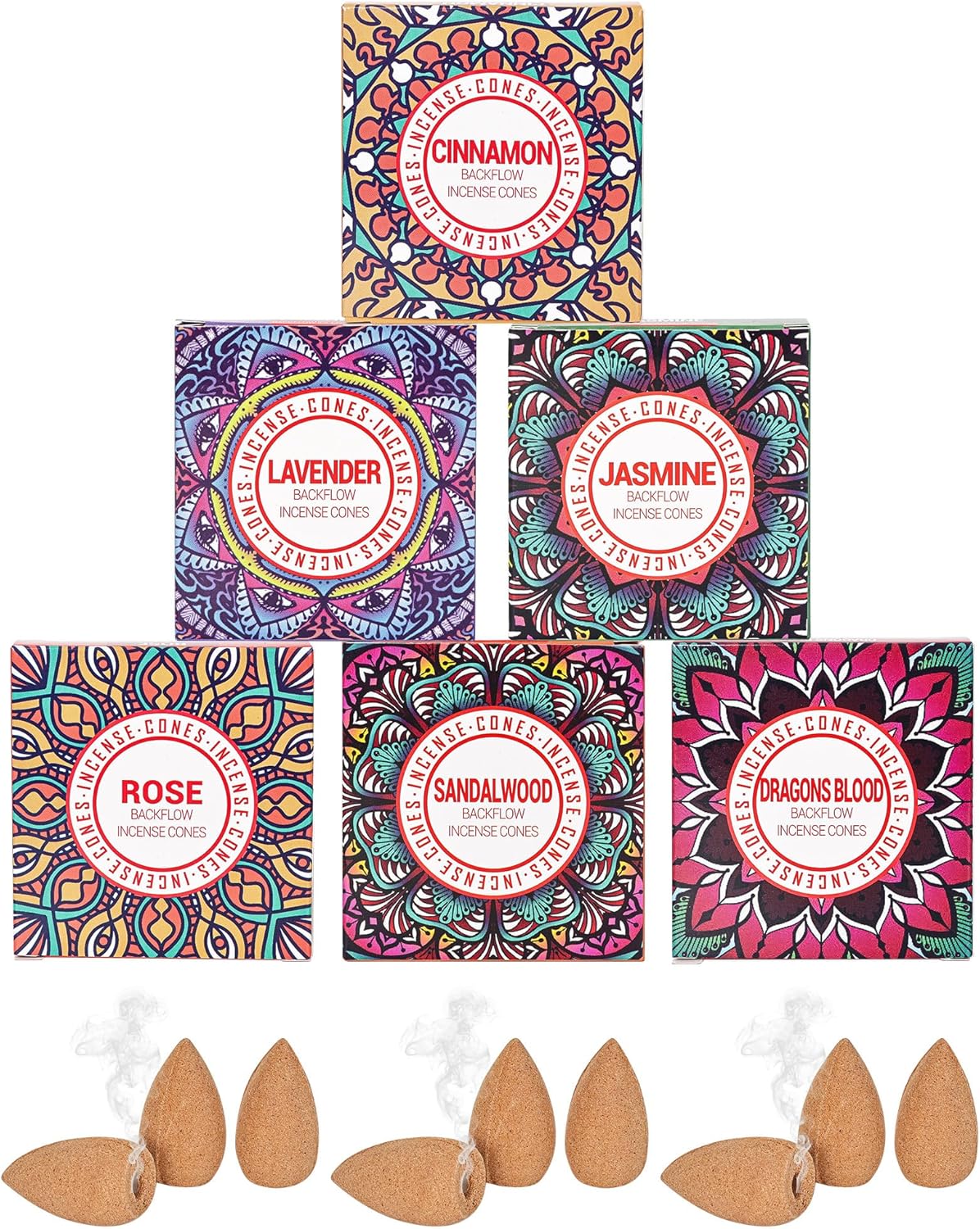 Backflow Incense Cones Set of 6 Natural Scents