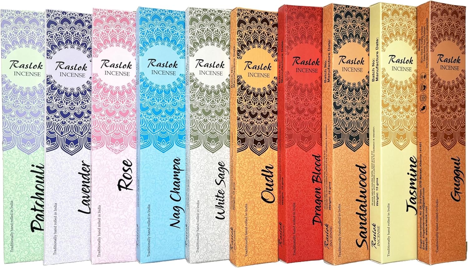 Raslok Natural Incense Sticks Pack of 10 Mixed Scents