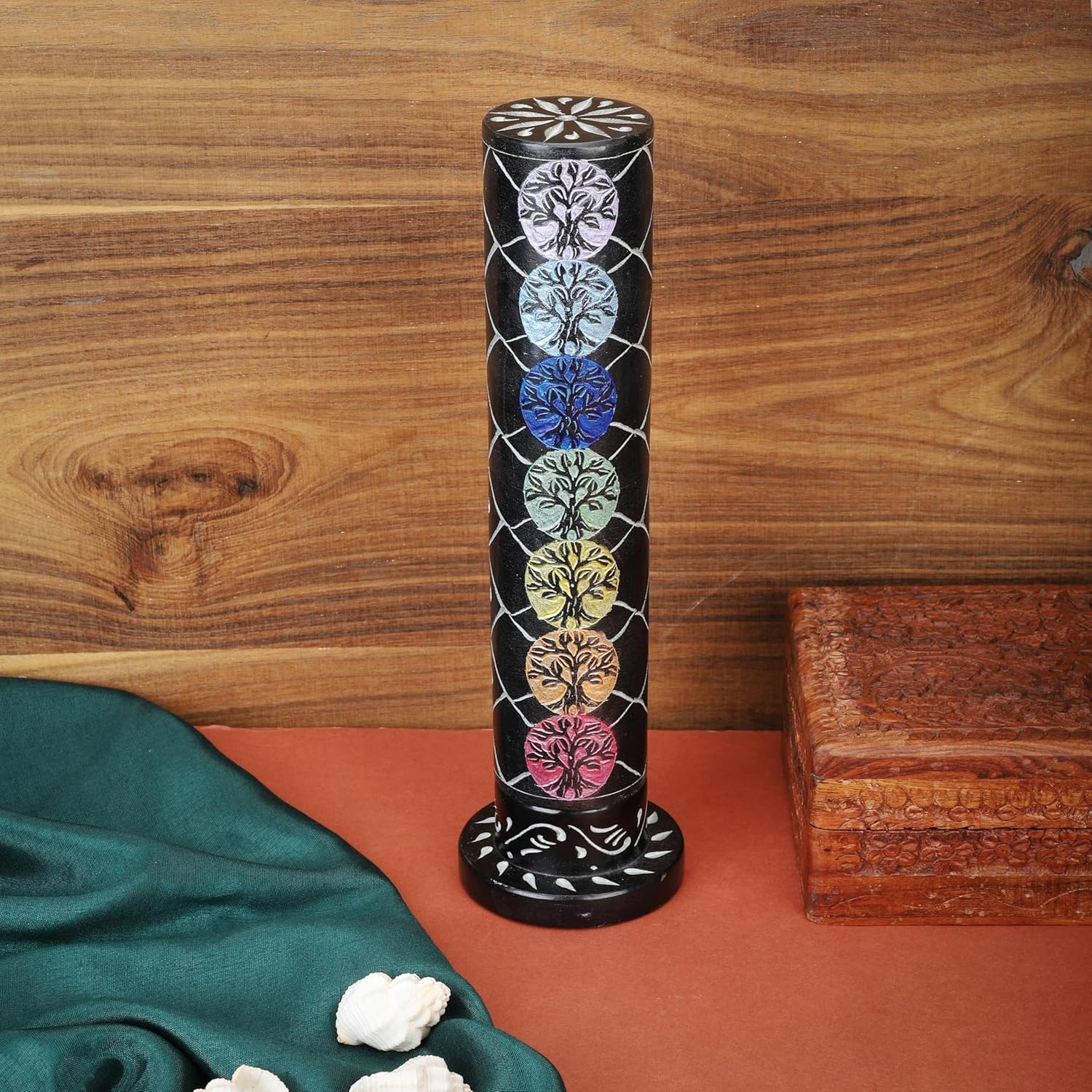 Ajuny Incense Holder Tree of Life Black Marble 105 Inch