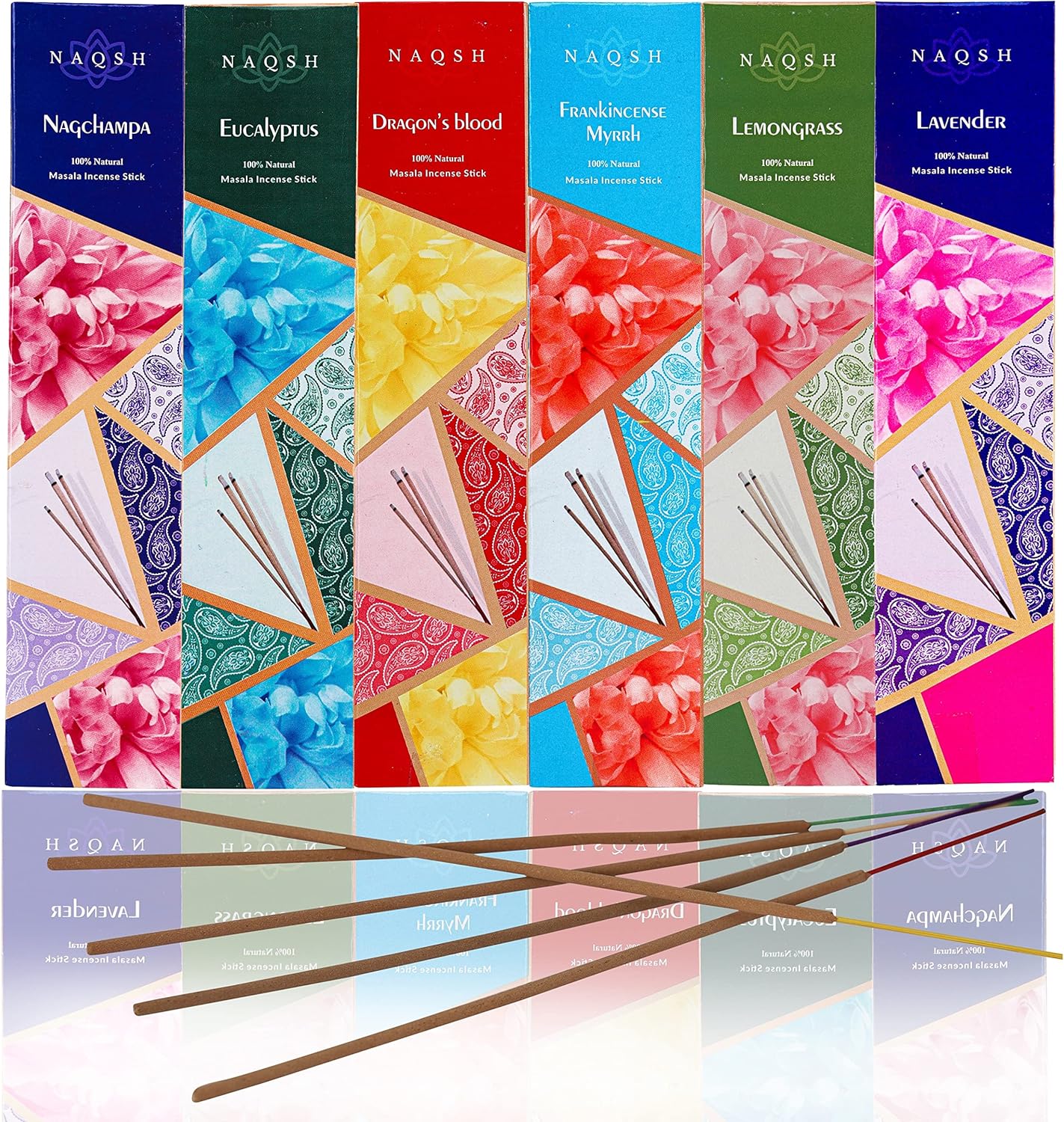 Naqsh Premium Hand-Rolled Incense Sticks Assorted 6 Pack